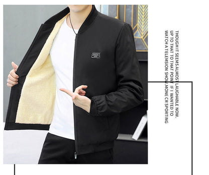 Jacket Men Autumn Winter Fleece-lined Thickened Cotton-padded