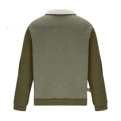 Long Sleeve Half Zipper Stitching Casual Fashion European And American Style Pullover Sweater - sumet.shop