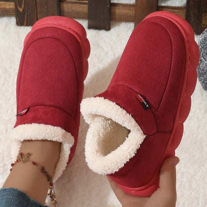 Winter Plush Cotton Shoes Women Men Warm Suede