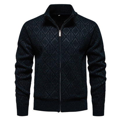 Sweater Coat Fall Winter Men Fleece-lined Casual Zipper