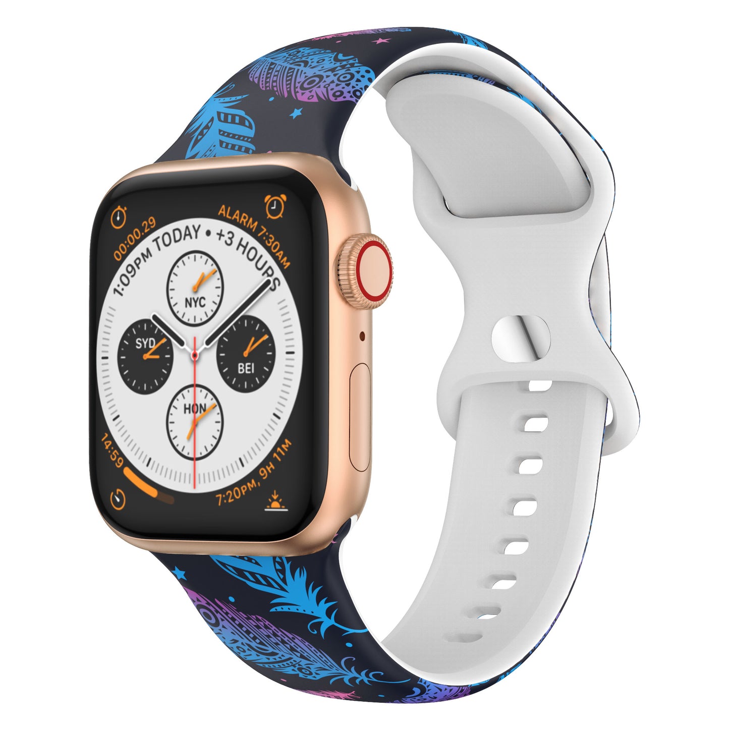 Compatible with Apple, Silicone Strap New Figure 8 Buckle Iwatch6 SE Silicone Printed Strap