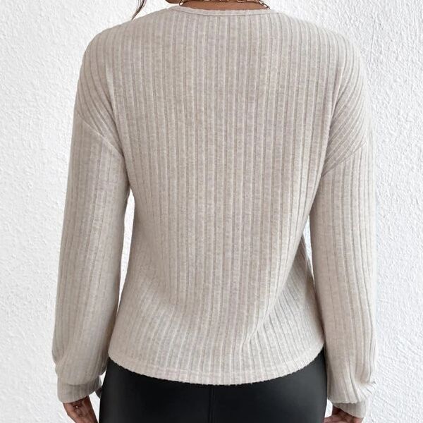 Niche V-neck Cross Pullover Long-sleeved T-shirt For Women