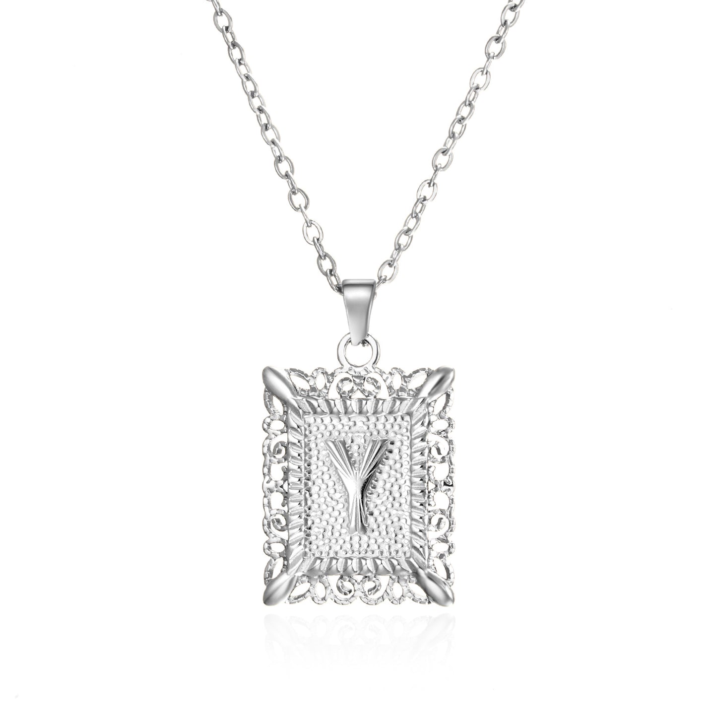 Stainless Steel 26 Letters Titanium Steel Square Pendant - sumet.shop