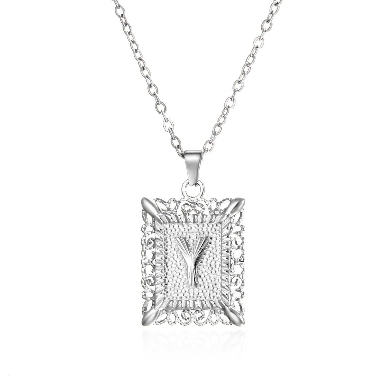 Stainless Steel 26 Letters Titanium Steel Square Pendant - sumet.shop