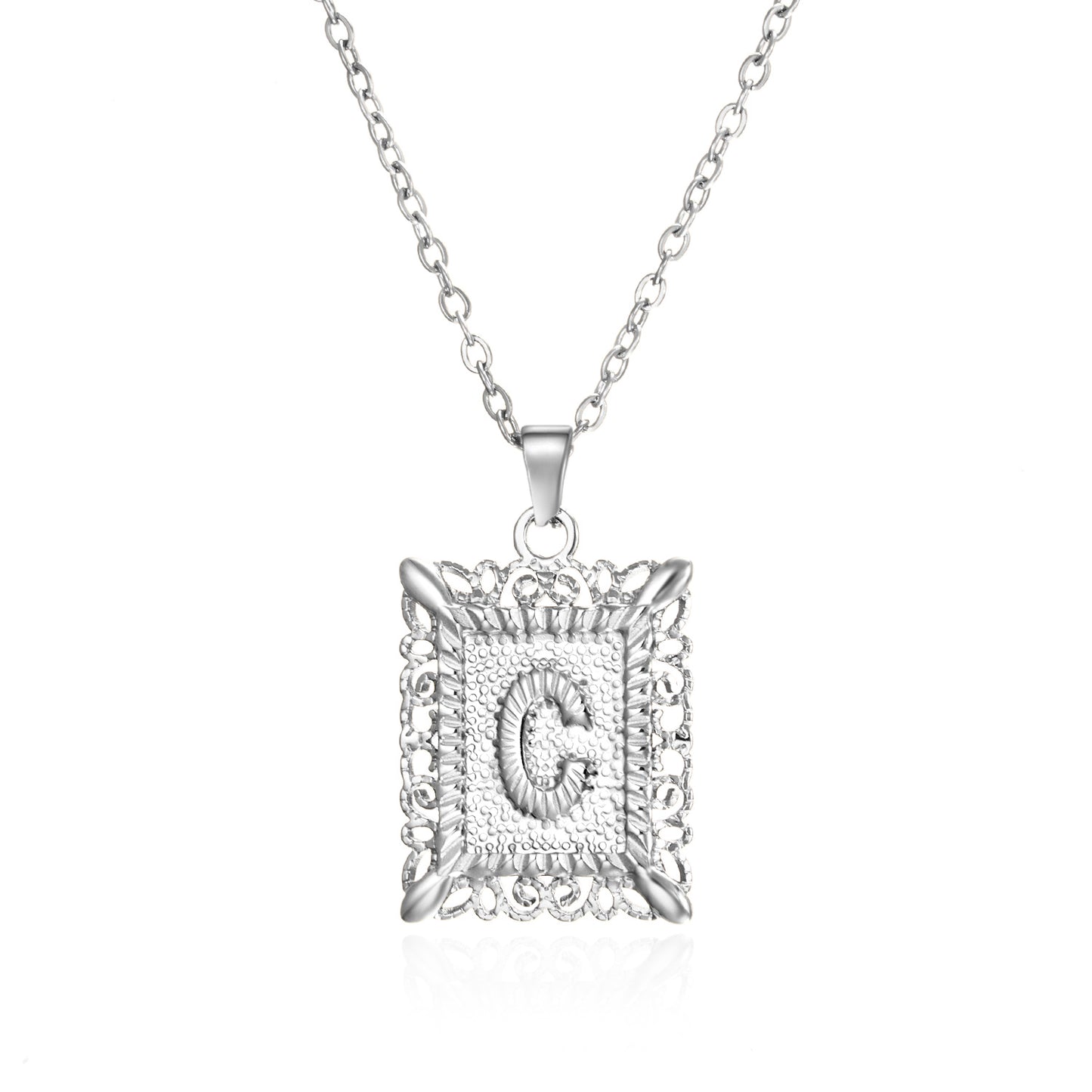 Stainless Steel 26 Letters Titanium Steel Square Pendant - sumet.shop