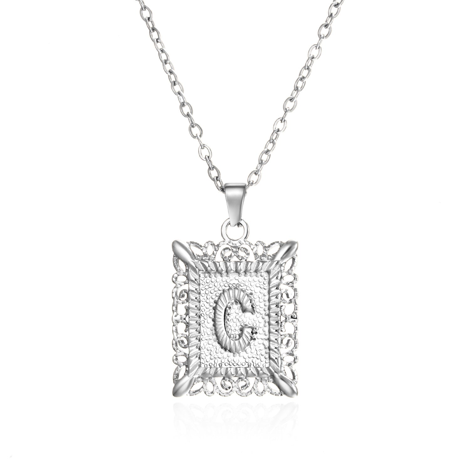 Stainless Steel 26 Letters Titanium Steel Square Pendant - sumet.shop