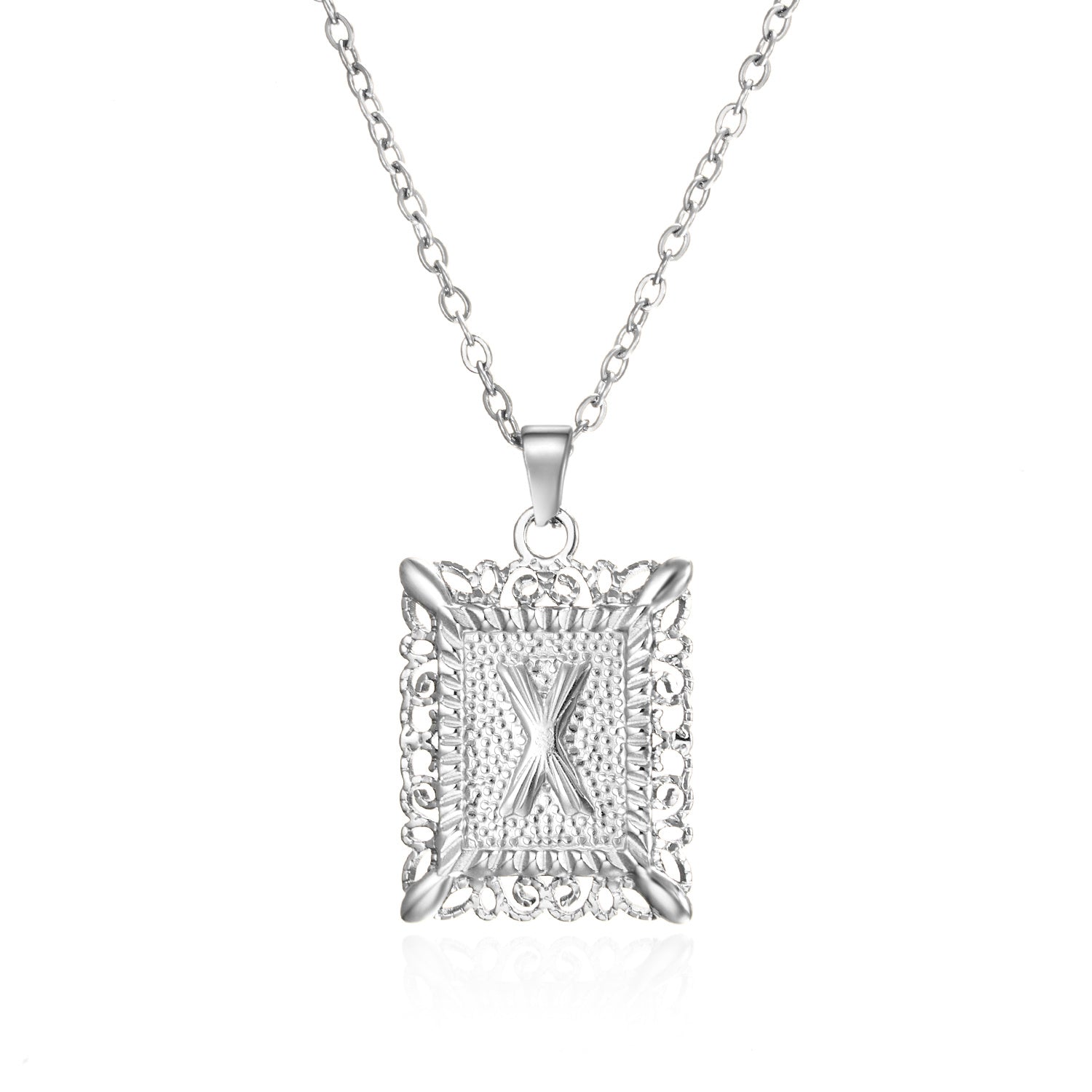 Stainless Steel 26 Letters Titanium Steel Square Pendant - sumet.shop