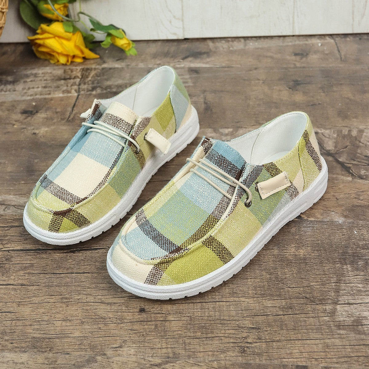 Comfortable Flat shoes New Plaid Canvas Comfortable Flat