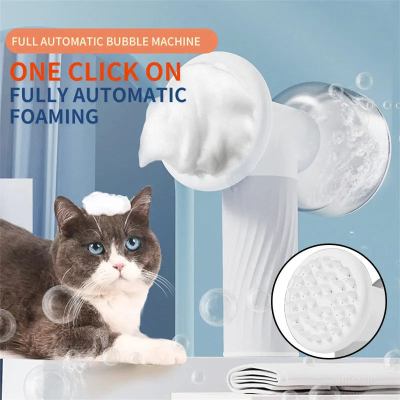 Automatic Foaming Dog Cat Bath Brush Dog Shampoo Brush With Soap Dispenser Electric Pet Grooming Massage Brush Pet Bath Brush Scrubber Comb For Dog Cat Pet Products