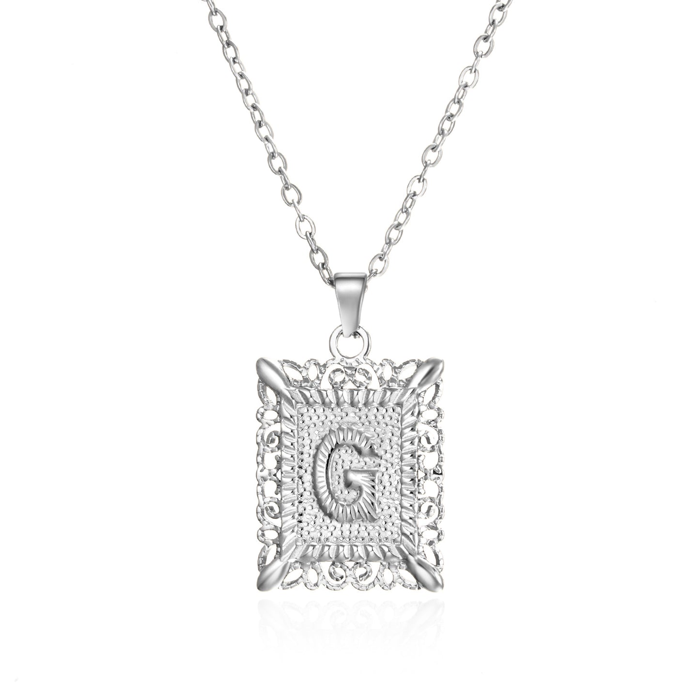 Stainless Steel 26 Letters Titanium Steel Square Pendant - sumet.shop