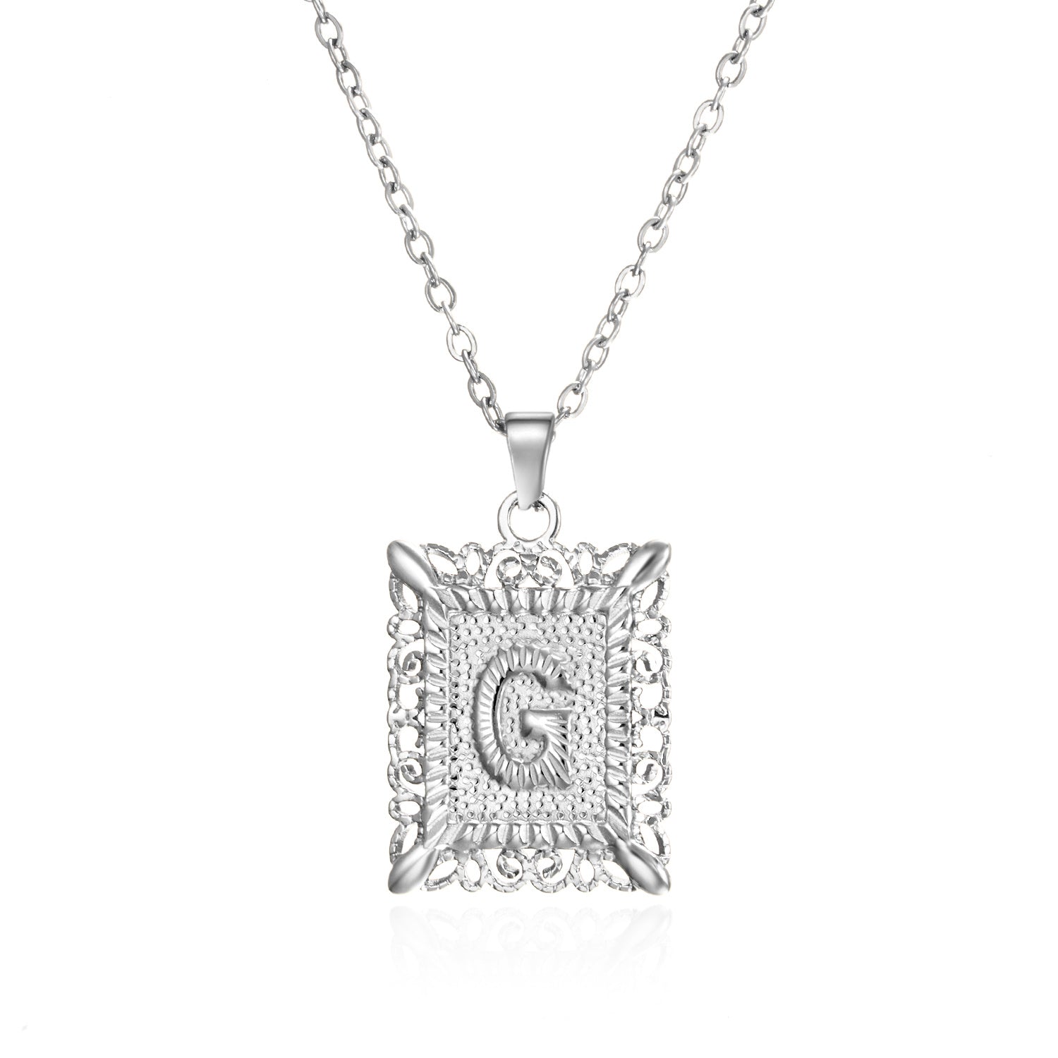 Stainless Steel 26 Letters Titanium Steel Square Pendant - sumet.shop