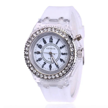 Bracelet Watches LED Luminous Watches Geneva Women Quartz Watch Women Ladies Silicone Bracelet Watches