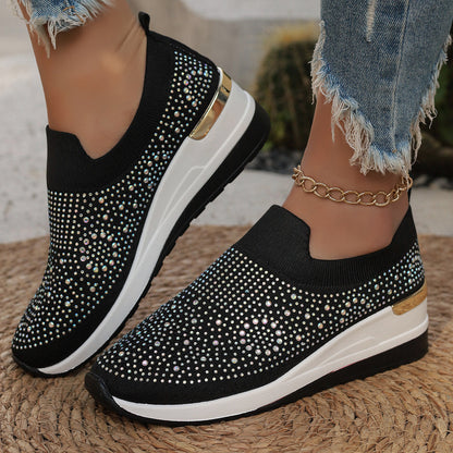 Breathable Shoes Spring Flyknit Slip-on Casual Mesh Breathable Sock-like Shoes