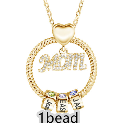 Mother's Day Gift Personalized Circle Pendant with Custom Beads Birthstone Pendant