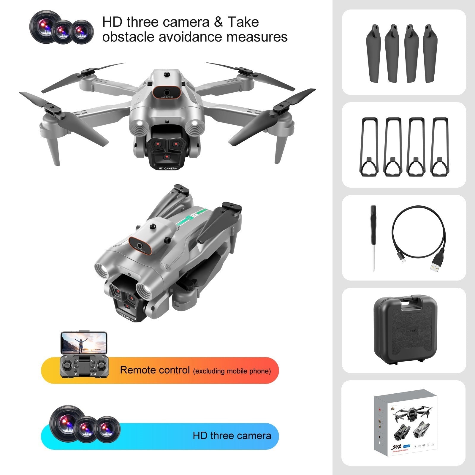 Drone S92 Remote-controlled Unmanned Vehicle Double Three Camera Optical Flow Positioning Quadcopter