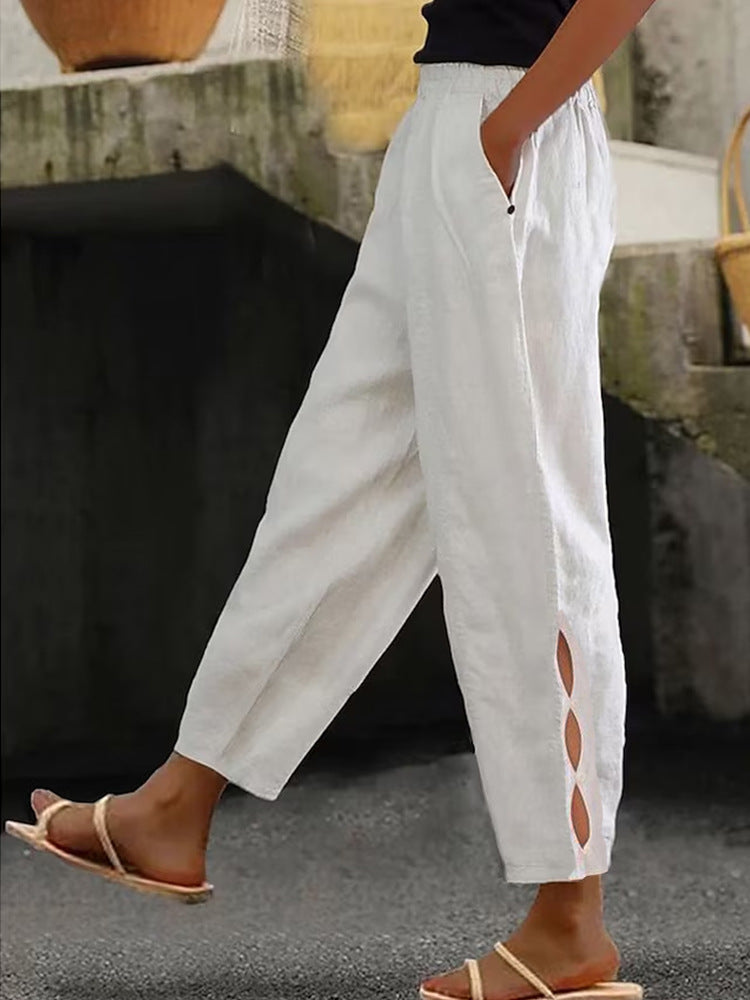 Foot Hollow-out Button Trousers