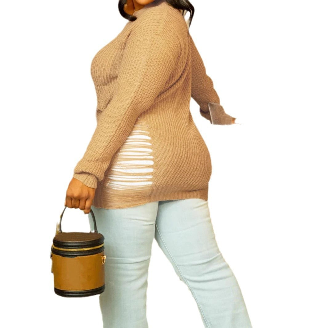 Fashion Sexy Cutout Slim Fit Long Pullover Sweater