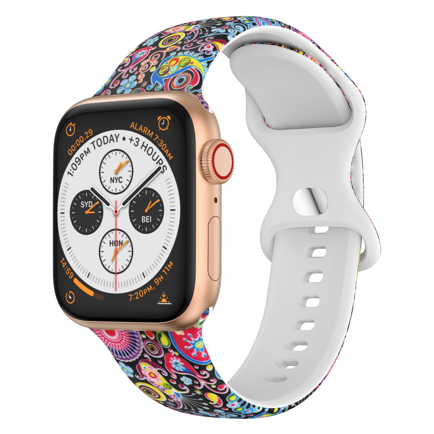 Compatible with Apple, Silicone Strap New Figure 8 Buckle Iwatch6 SE Silicone Printed Strap