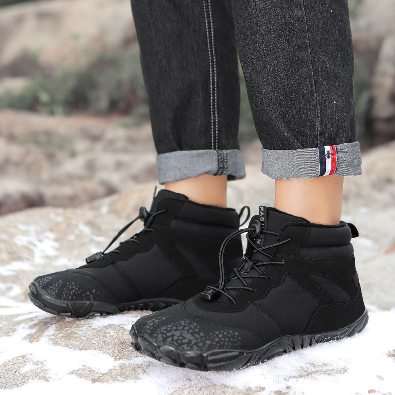 Waterproof Boots Winter Fleece-lined Waterproof Cotton-padded Shoes Five-finger Snow Boots