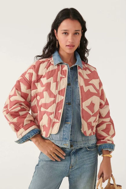 Women's Clothing Fashion Geometry Pattern Pattern Cotton Coat Jacket