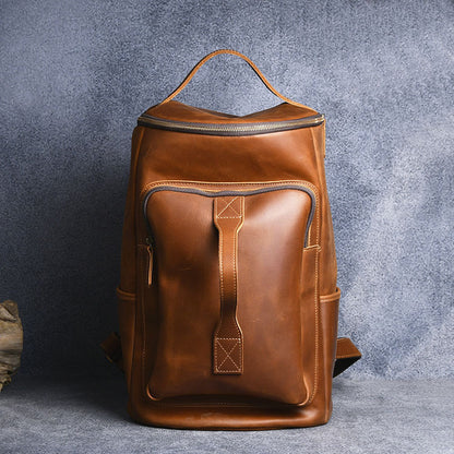 Hiking Backpack Vintage Crazy Horse Leather Hand-carrying Backpack Travel Leather Hiking Backpack