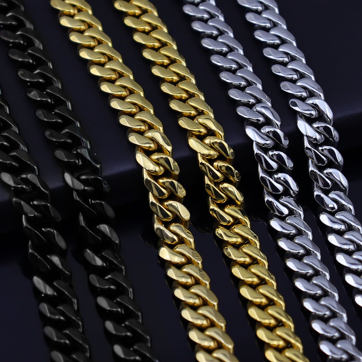 Cuban Necklace  Stainless Steel Six-sided Grinding Chain Cuban Necklace Electroplating