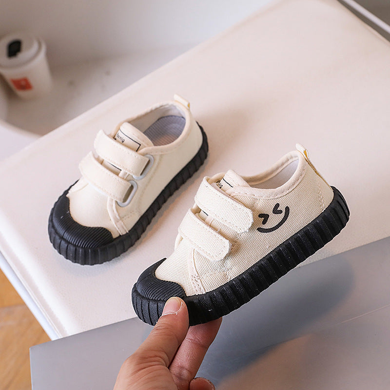 Children's Canvas Shoes Korean Smiley Casual Shoes Boys And Girls Shoes College Kindergarten Indoor Shoes