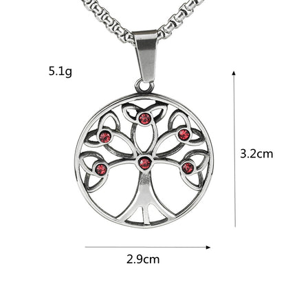 Titanium Steel Men's Tree Of Life Pendant Stainless Steel Necklace