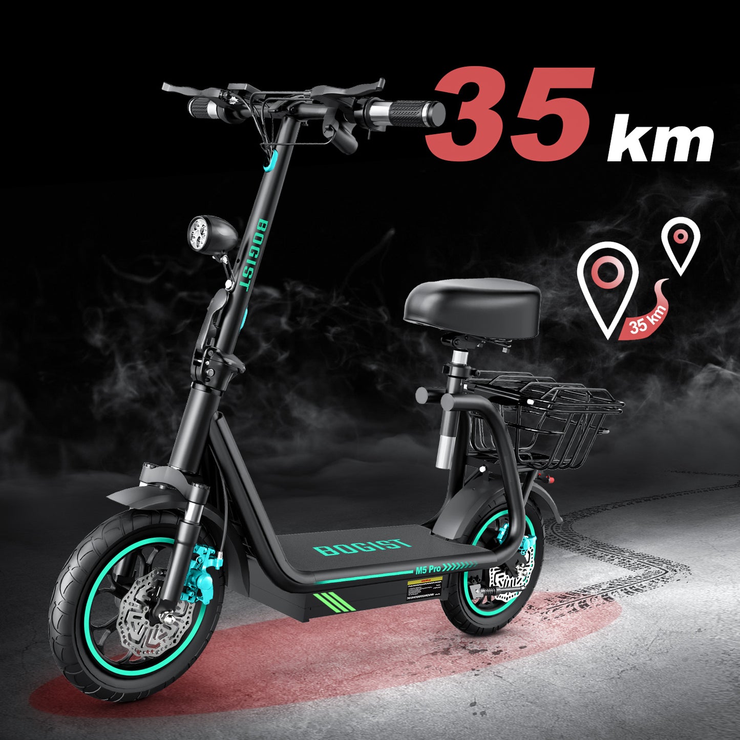 Electric Scooter Motor Power 500W Battery Capacity 48V 15Ah