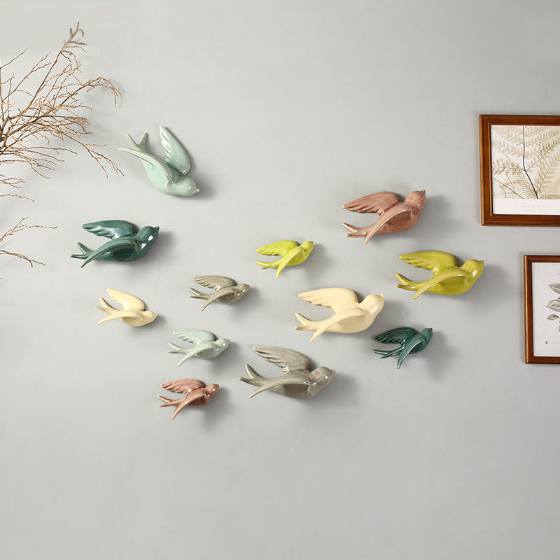 European Style Wall Hanging Decoration Soft Ceramic Wall Bird