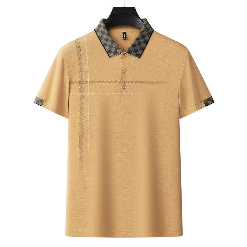 Lapel Embroidery Short Sleeve Casual Men's Business Polo Shirt