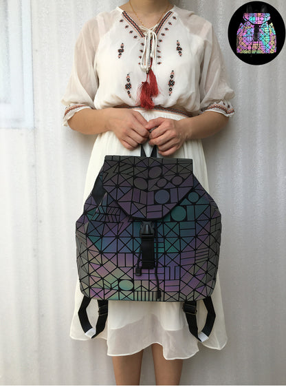 Backpack Geometric Luminous Backpack Student Stitching Fashion