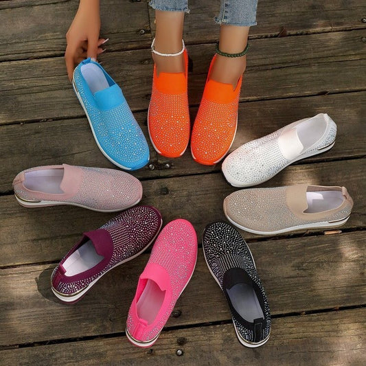 Breathable Shoes Spring Flyknit Slip-on Casual Mesh Breathable Sock-like Shoes