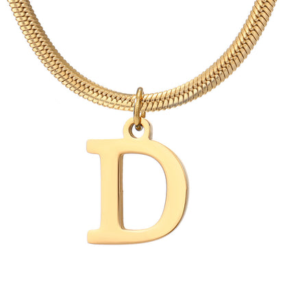 Chains Minimalist A-Z Letter Pendant Necklace For Women Stainless Steel Gold Color Snake Chains Jewelry Birthday Gift