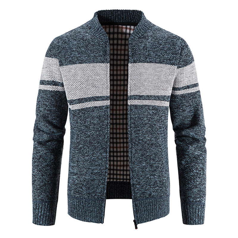 New Men's Versatile Casual V-neck Color Matching Sweater Jacket - sumet.shop