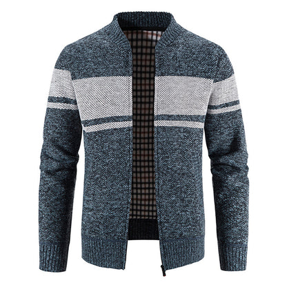 New Men's Versatile Casual V-neck Color Matching Sweater Jacket - sumet.shop