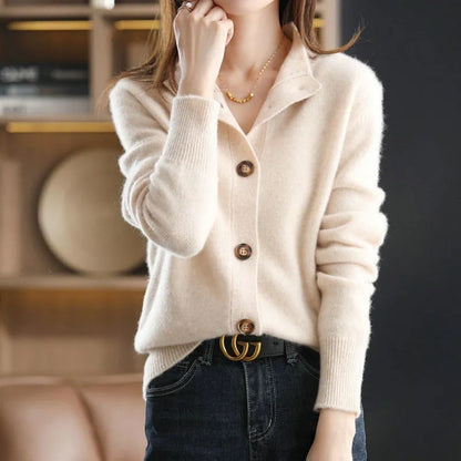 Short Coat Women's Sweater Retro Stand Collar Knitted Cardigan Loose-fitting Short Coat Women's Sweater