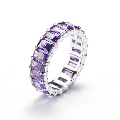 Titanium Steel Ring Niche Colorful Multi-color Zircon Titanium Steel Ring