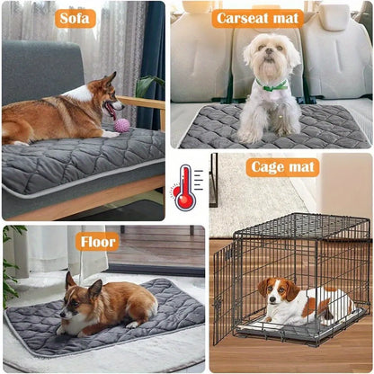 Cat Dog Non-Slip Mat, Extra Warm Thermal Pet Pad Self-Heating Cat Mat Warm Thermal Pet Pad Washable Dog Crate Pad Heat Dog Cat Bed Mat Blanket Non-Slip