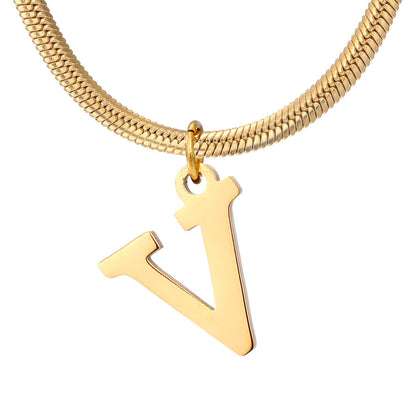 Chains Minimalist A-Z Letter Pendant Necklace For Women Stainless Steel Gold Color Snake Chains Jewelry Birthday Gift