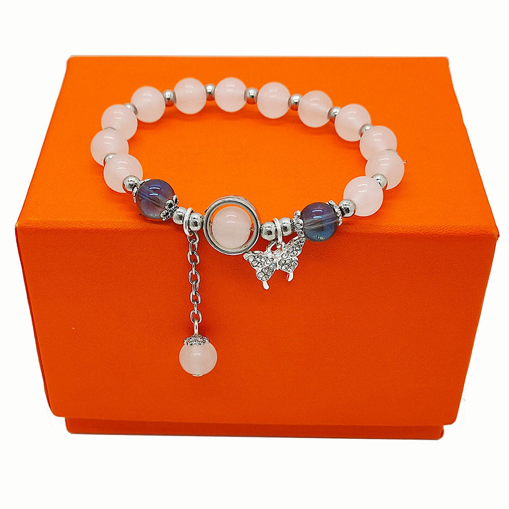 Bracelet Butterfly Ball Bracelet Female Ins Special-interest Design Aquamarine Gray Moonlight