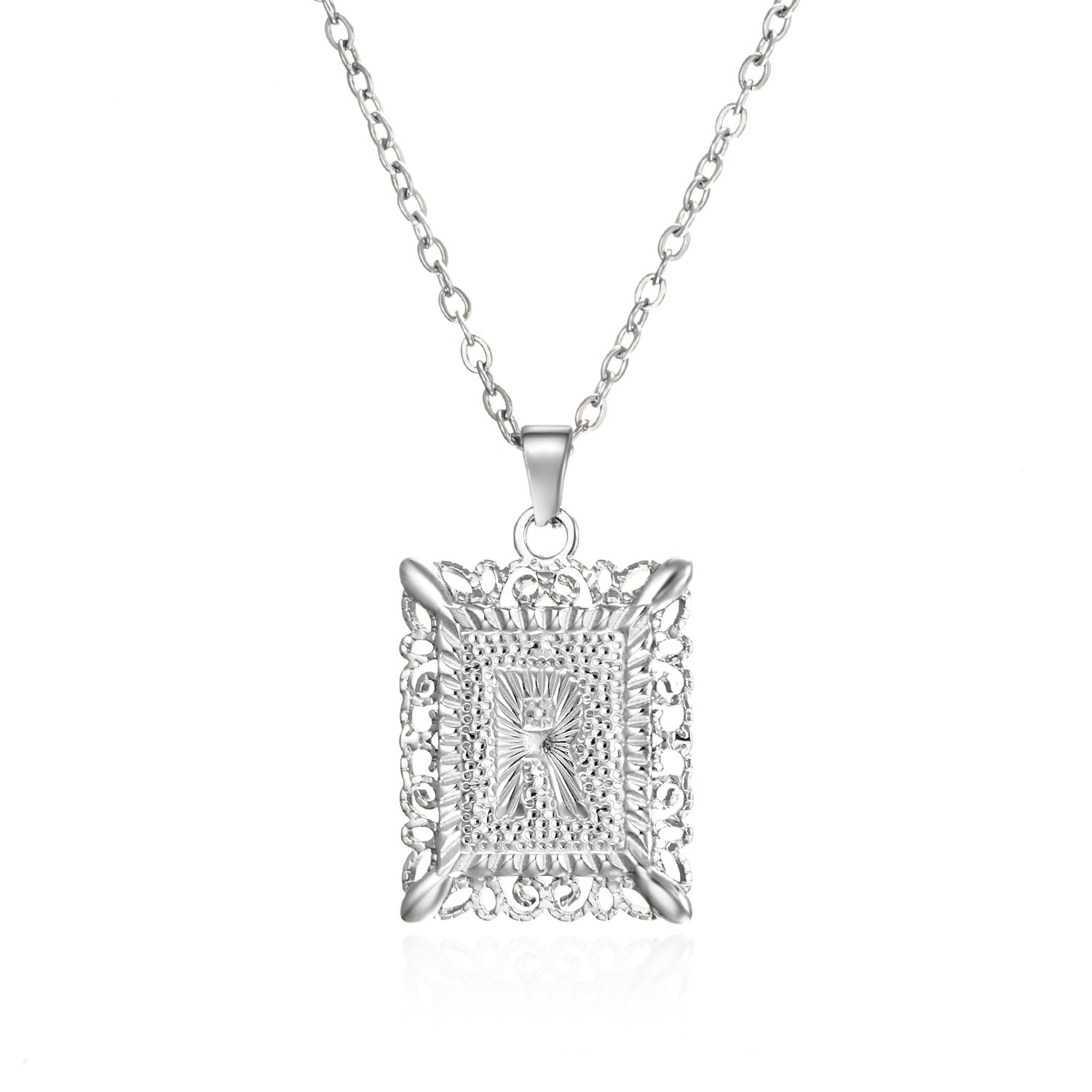 Stainless Steel 26 Letters Titanium Steel Square Pendant - sumet.shop