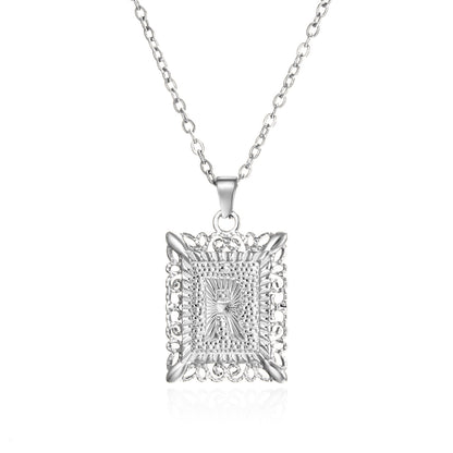 Stainless Steel 26 Letters Titanium Steel Square Pendant - sumet.shop