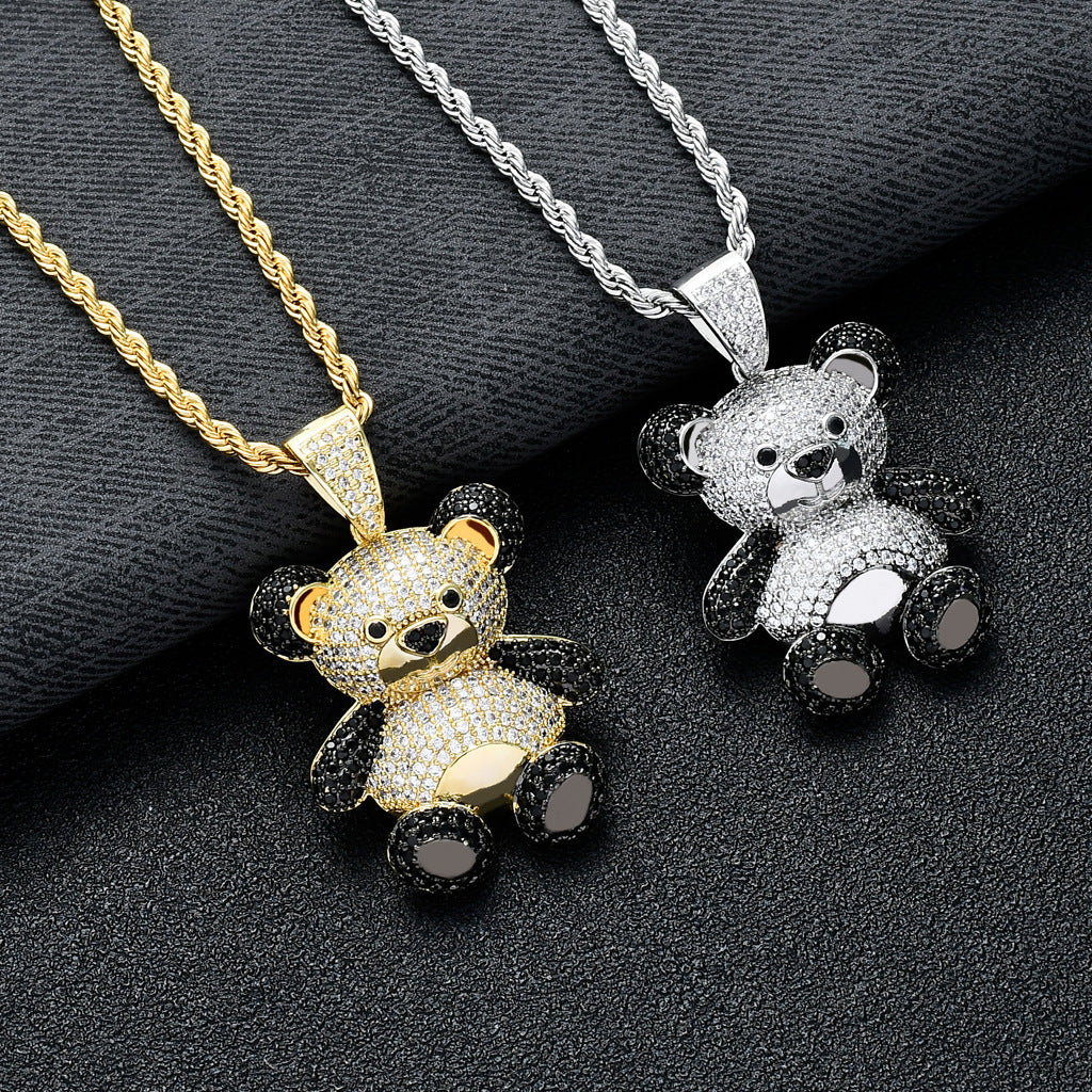 Explosive National Treasure Panda Pendant Micro-inlaid Zircon Unisex Hip Hop Necklace