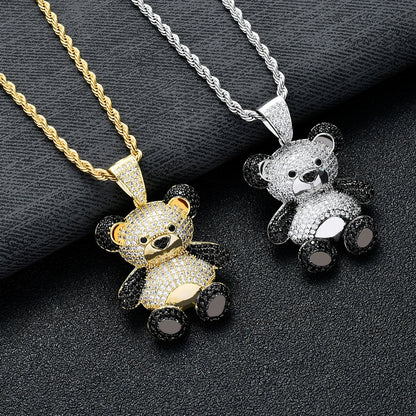 Explosive National Treasure Panda Pendant Micro-inlaid Zircon Unisex Hip Hop Necklace