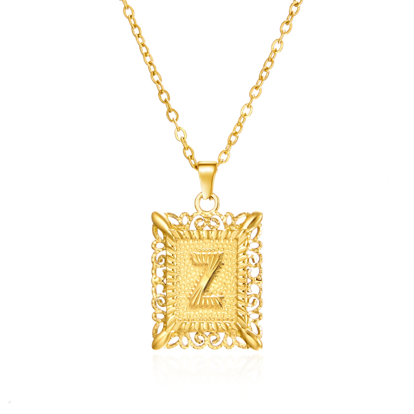 Stainless Steel 26 Letters Titanium Steel Square Pendant - sumet.shop