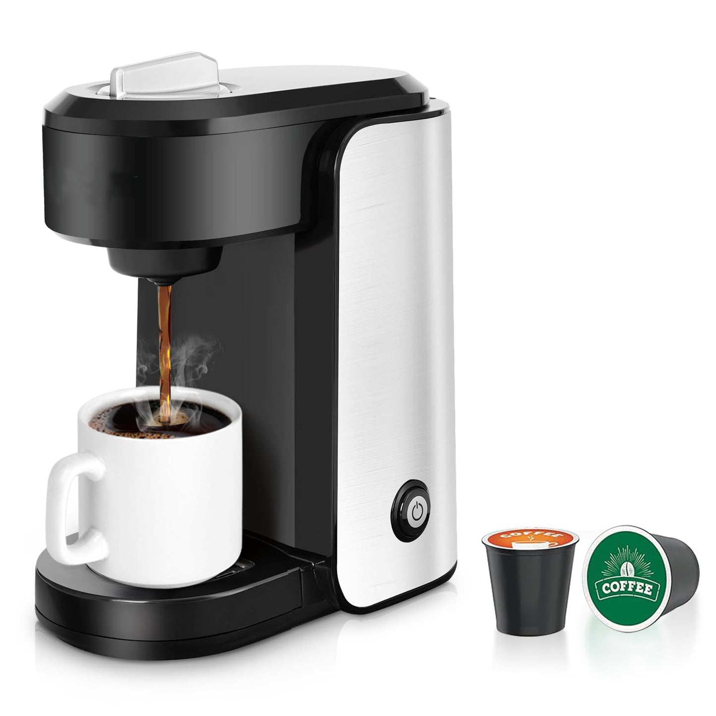 Coffee Maker  Classic Metal Single Serve Coffee Maker With One Button Operation And Auto Shut-Off For 355.0 Milliliter Capacity