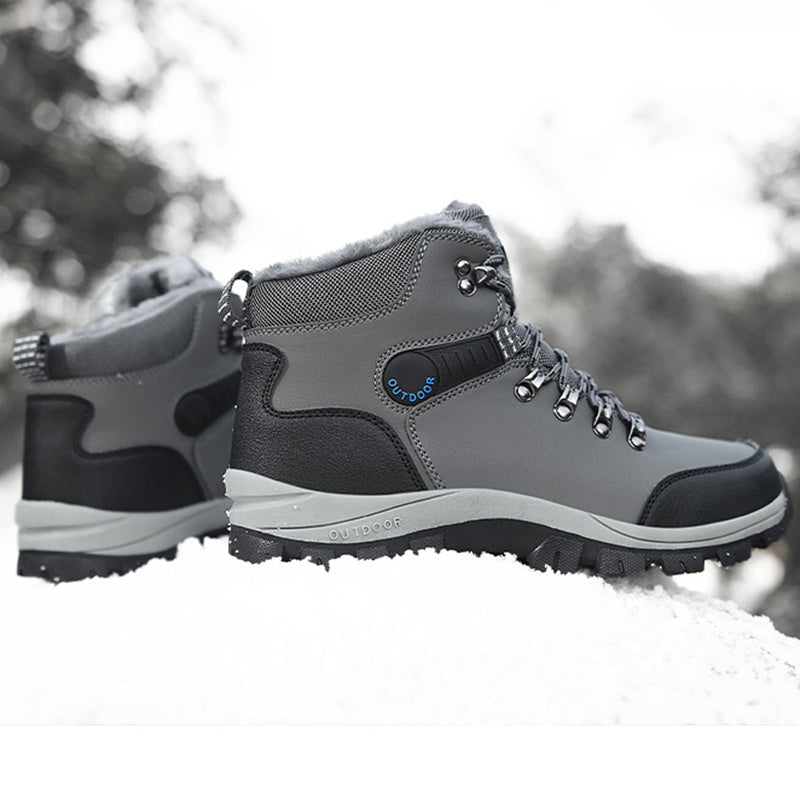 Boots Hiking Lace-up Shoes Winter Snow Boots Men Warm Plush Ankle Boots Hiking Lace-up Shoes