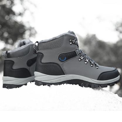Boots Hiking Lace-up Shoes Winter Snow Boots Men Warm Plush Ankle Boots Hiking Lace-up Shoes