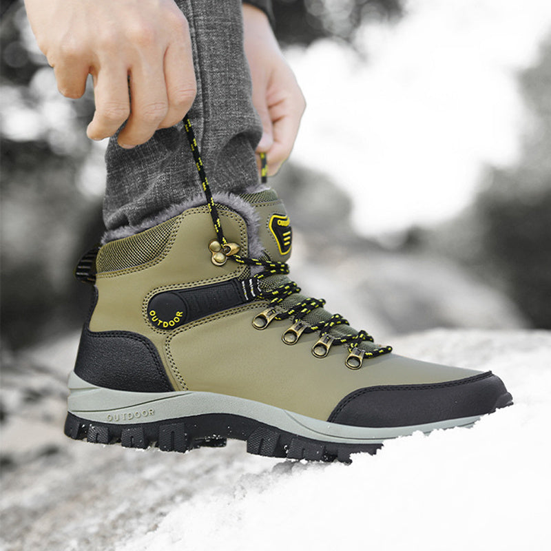 Boots Hiking Lace-up Shoes Winter Snow Boots Men Warm Plush Ankle Boots Hiking Lace-up Shoes